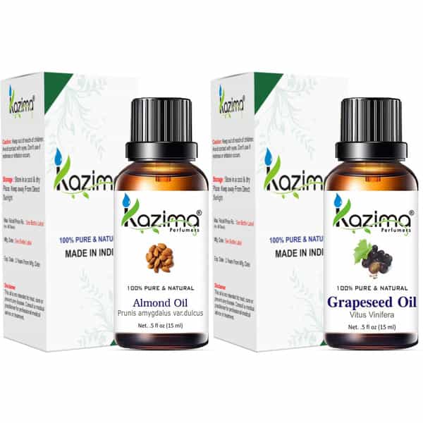 Kazima Combo Of Almond Oil And Grapeseed Oil For Hair Growth Skin Care (Each 15Ml)
