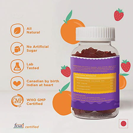 Kiddoze Omega & Dha Gummies -Improves Eye Health Improves Concentration-Builds Immunity - 60 Pieces