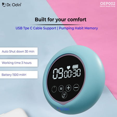 Dr. Odin Oep002 Electric Breast Pump Portable & Rechargeable Touch Screen 3 Modes 27 Suction Levels