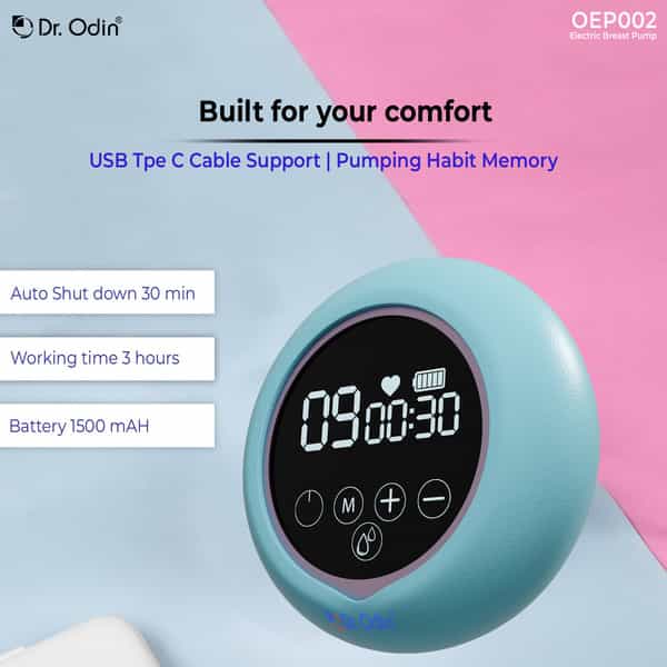 Dr. Odin Oep002 Electric Breast Pump Portable & Rechargeable Touch Screen 3 Modes 27 Suction Levels