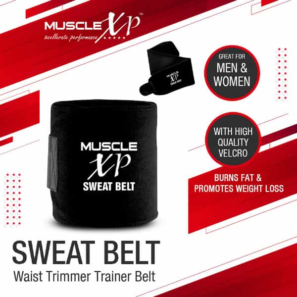 Musclexp Drfitness+ Sweat Belt For Men And Women | Weight Loss | Tummy Trimming | 52" (Black)