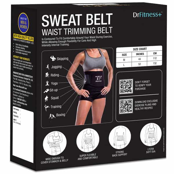 Musclexp Drfitness+ Sweat Belt For Men And Women | Weight Loss | Tummy Trimming | 52" (Black)