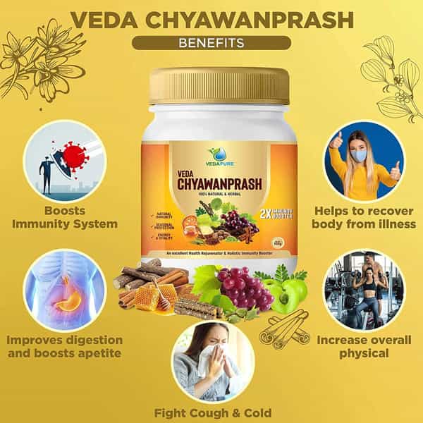 Vedapure Naturals 100% Natural & Herbal Veda Chyawanprash For Immunity & Vitality 500Gram