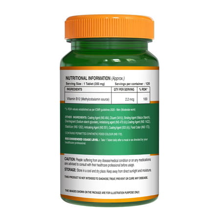 Pure Nutrition Vitamin B12(Methylcobalamin)1500mcg (120 Tablets)