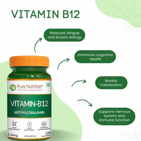 Pure Nutrition Vitamin B12(Methylcobalamin)1500Mcg (120 Tablets)