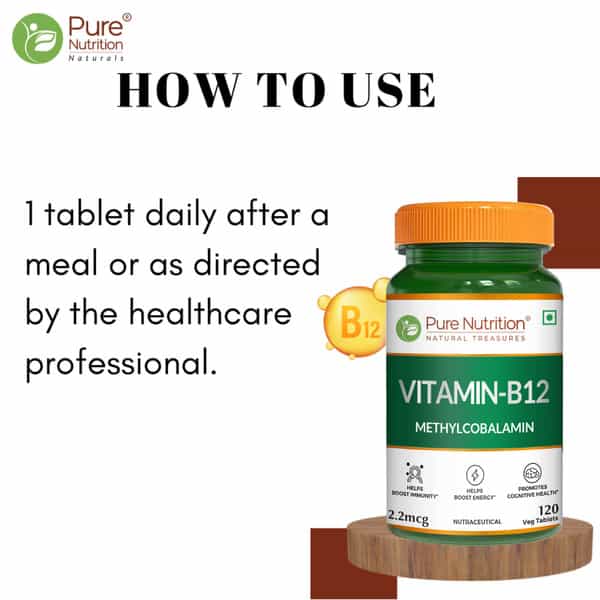 Pure Nutrition Vitamin B12(Methylcobalamin)1500Mcg (120 Tablets)
