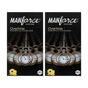 Manforce Overtime Pineapple 3in1 (ribbed Contour Dotted) Condoms(set Of 2 20 Pcs)