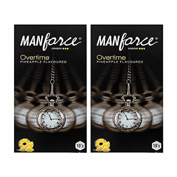 Manforce Overtime Pineapple 3In1 (Ribbed Contour Dotted) Condoms(Set Of 2 20 Pcs)