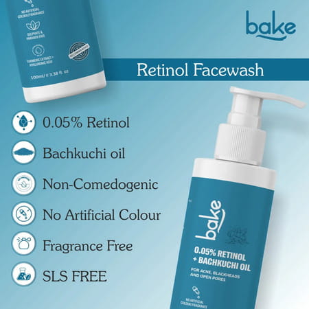 Bake 0.05% Retinol Face Wash For Anti Aging & Skin Tightening (100Ml)