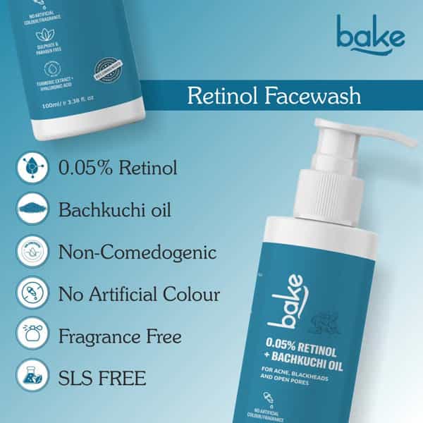 Bake 0.05% Retinol Face Wash For Anti Aging & Skin Tightening (100Ml)