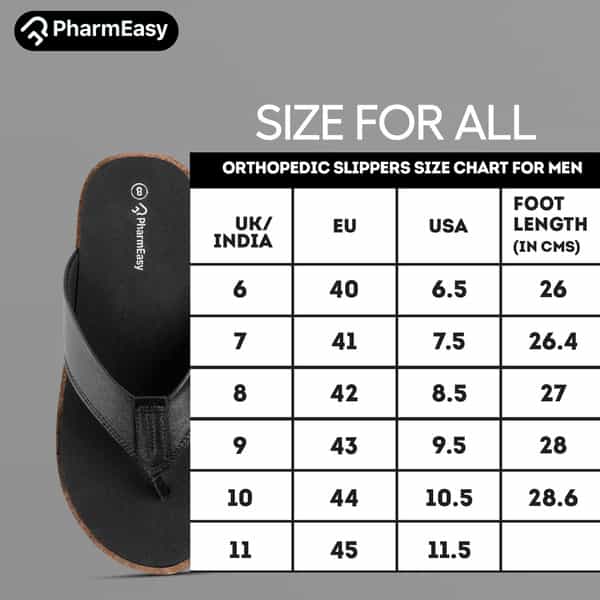 Pharmeasy Men's Diabetic & Orthopedic Slippers - Coal Black - Size Uk 9