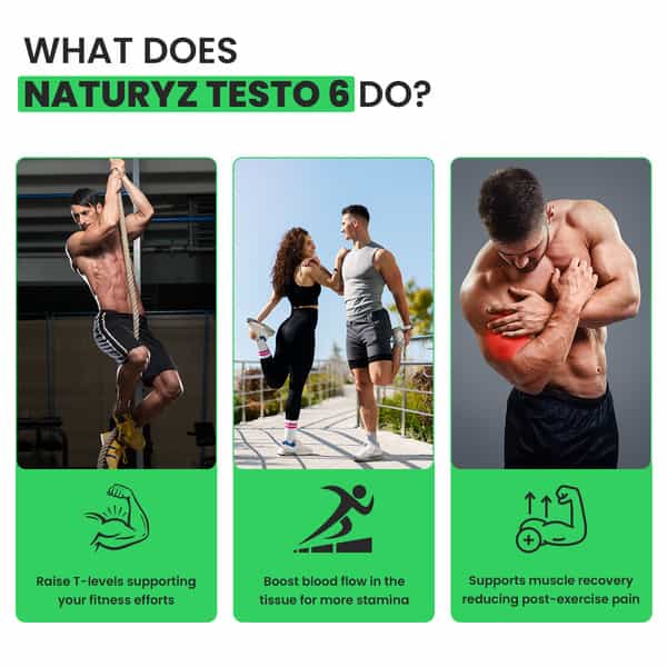 Naturyz Testo-6 Plant Based Supplement For Men With Tribulus, Safed Musli, Ashwagandha (90 Tablets)