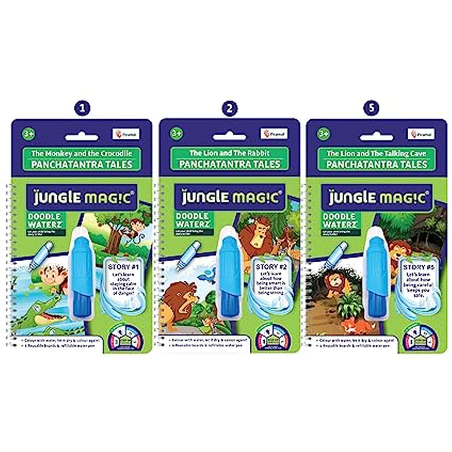 Jungle Magic Doodle Waterz - Reusable I Water Colouring Book - Panchtantra Story I Swans & Tortoise