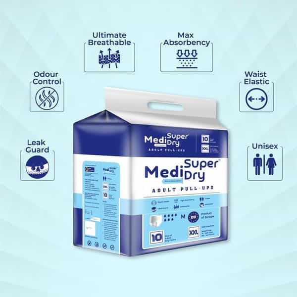 Medisuperdry Adult Diaper Pants Xxl | Pull-Ups | High Absorbency | 152-203 Cm | 10 Piece | Pack Of 3