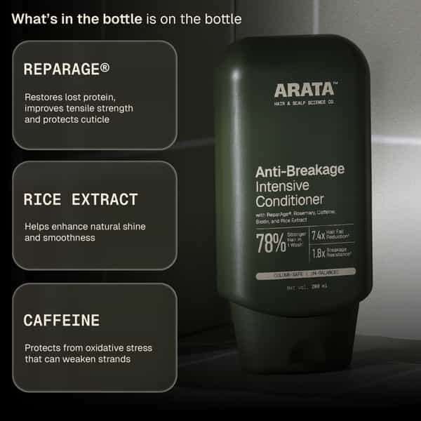 Arata Anti - Hair Fall Conditioner | Reparage| Caffeine| Biotin | Thicker & Shinier Hair | 200 Ml