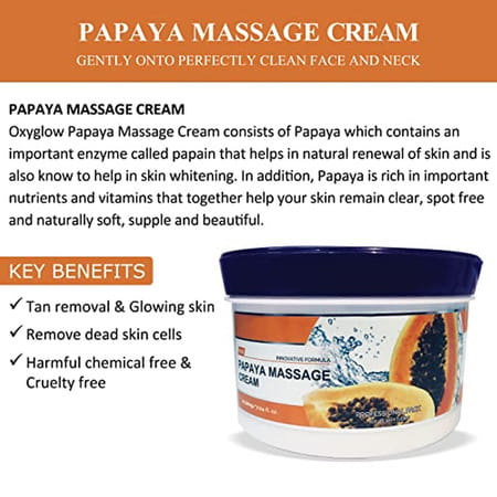 Oxyglow Herbals Papaya Face Massage Cream- Enriched With Vitamin E | 200 Gm