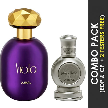Ajmal Viola Edp 75ml For Women And Rose Concentrated Oil Musky Alcohol-Free Attar 12ml For Unisex