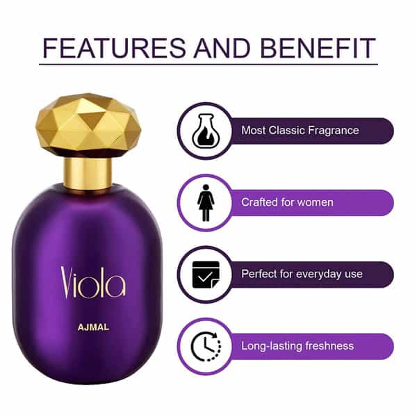 Ajmal Viola Edp 75Ml For Women And Rose Concentrated Oil Musky Alcohol-Free Attar 12Ml For Unisex