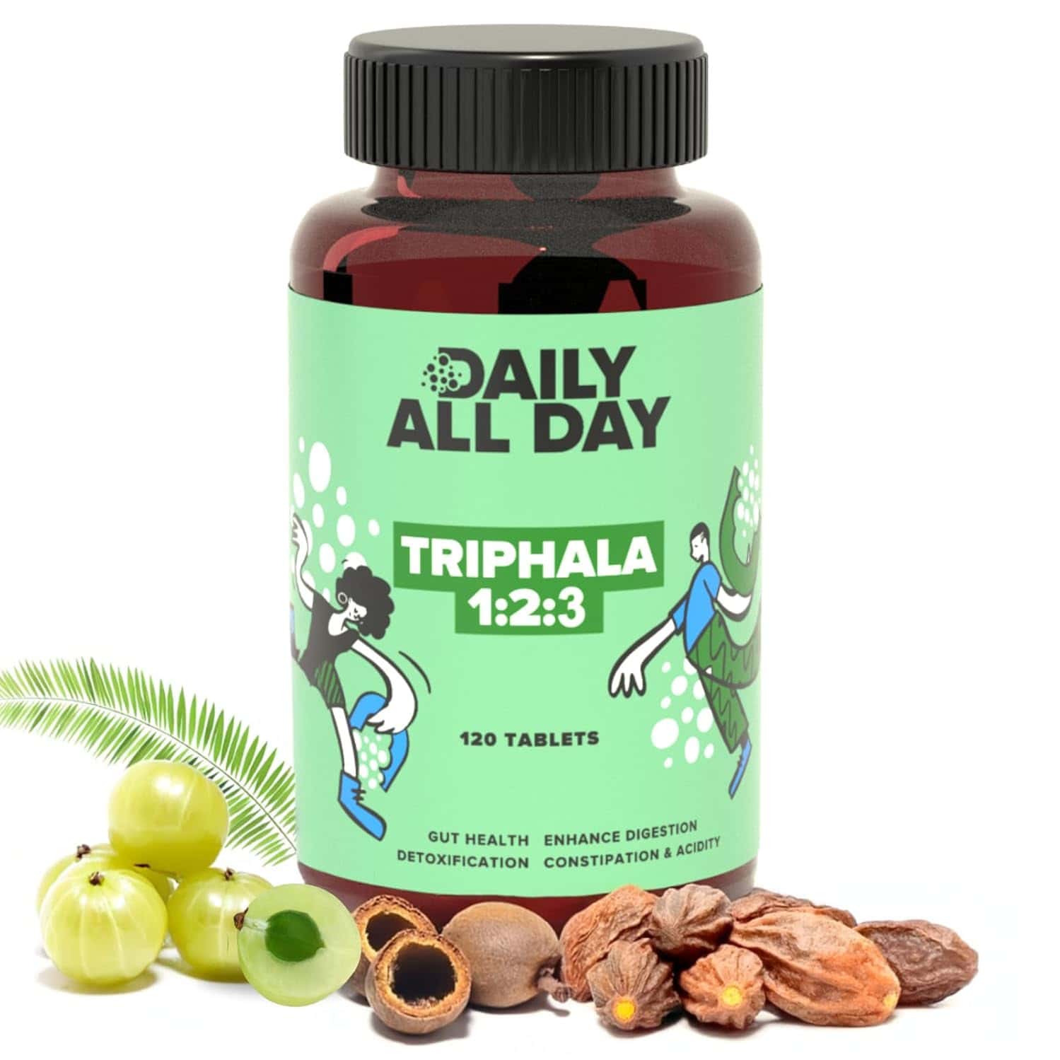 Daily All Day Triphala 1 2 3 Ratio For Constipation | Acidity & Gas Relief | 120 Tablets