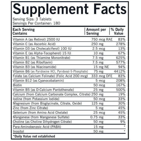 Super Nu-Thera With Extra P5p | 540 Tablets | Kirkman Labs