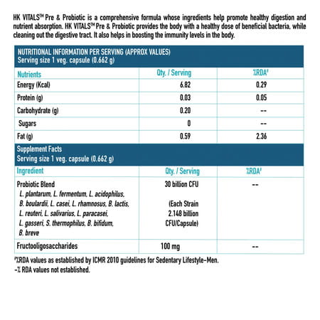 Healthkart Pre & Probiotics Unflavoured - 60 Capsules