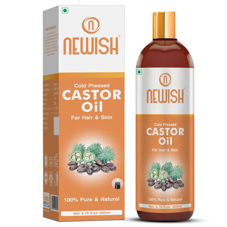 Newishcastor Oil For Hair Growth|100% Pure&Organic|For Dryskin Nailcare Eyelashes-200ml (Pack Of 2)