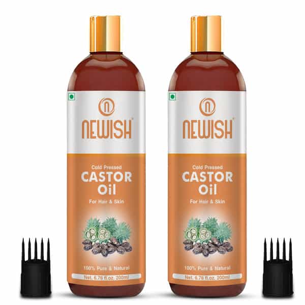 Newishcastor Oil For Hair Growth|100% Pure&Organic|For Dryskin Nailcare Eyelashes-200Ml (Pack Of 2)