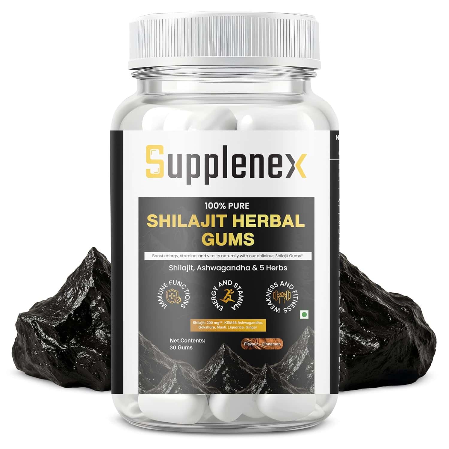Supplenex Pure Himalayan Shilajit/shilajeet Gummies With Fulvic Acid & Ksm 66 Ashwagandha | 30n