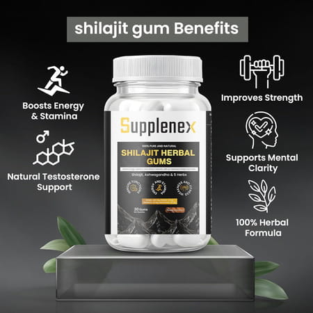 Supplenex Pure Himalayan Shilajit/Shilajeet Gummies With Fulvic Acid & Ksm 66 Ashwagandha | 30N
