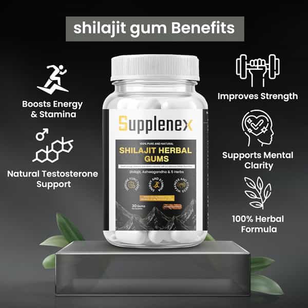 Supplenex Pure Himalayan Shilajit/Shilajeet Gummies With Fulvic Acid & Ksm 66 Ashwagandha | 30N