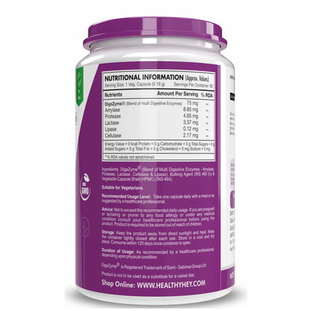 Healthyhey Digestive Enzyme - Multi-Enzyme Complex - 90 Veg. Capsules