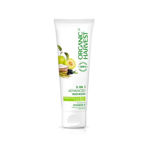 Organic Harvest 3-In-1 Advanced Face Wash: Kakadu Plum, Acai Berry & Rice Water |Paraben-Free, 100Gm