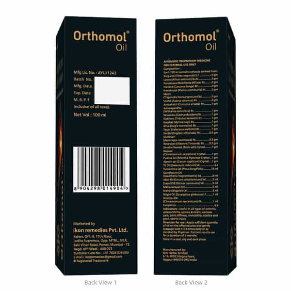 Orthomol Ayurvedic Pain Relief Oil For Joint Pain Muscular Pain - 100 Ml (Pack Of 3)