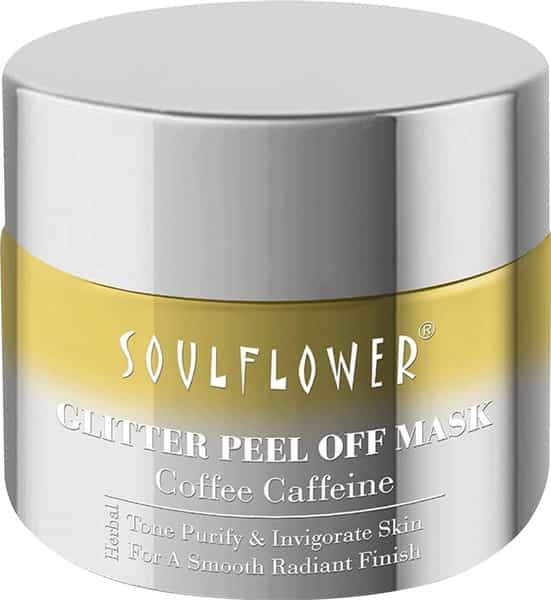 Soulflower Coffee Caffeine Glitter Peel Off Mask Tone Purify & Invigorate Skin- 100G