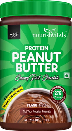 Nourishvitals Irresistibly Tasty Combo 750 G + Protein Peanut Butter (Creamy Dark Chocolate) 750 G