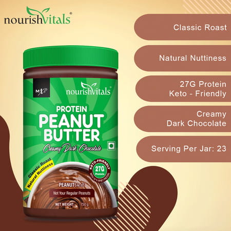 Nourishvitals Irresistibly Tasty Combo 750 G + Protein Peanut Butter (Creamy Dark Chocolate) 750 G