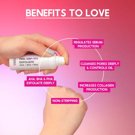 Cos-Iq Abp 11% Beginner Friendly Exfoliating Peel Aha 6% | Ph4% | Bha 1% Peeling Solution