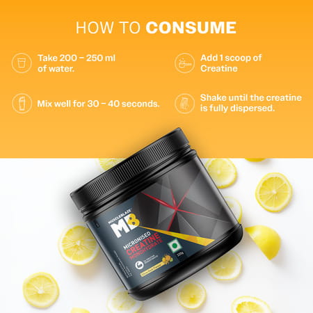 Muscleblaze Micronized Creatine Monohydrate Powder | Citrus Rush (80 Servings | 320g) With Shaker