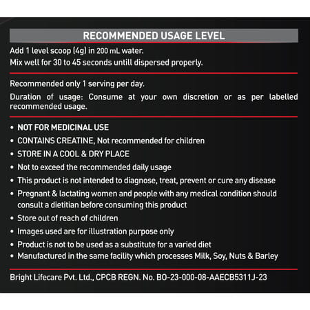 Muscleblaze Micronized Creatine Monohydrate Powder | Citrus Rush (80 Servings | 320g) With Shaker