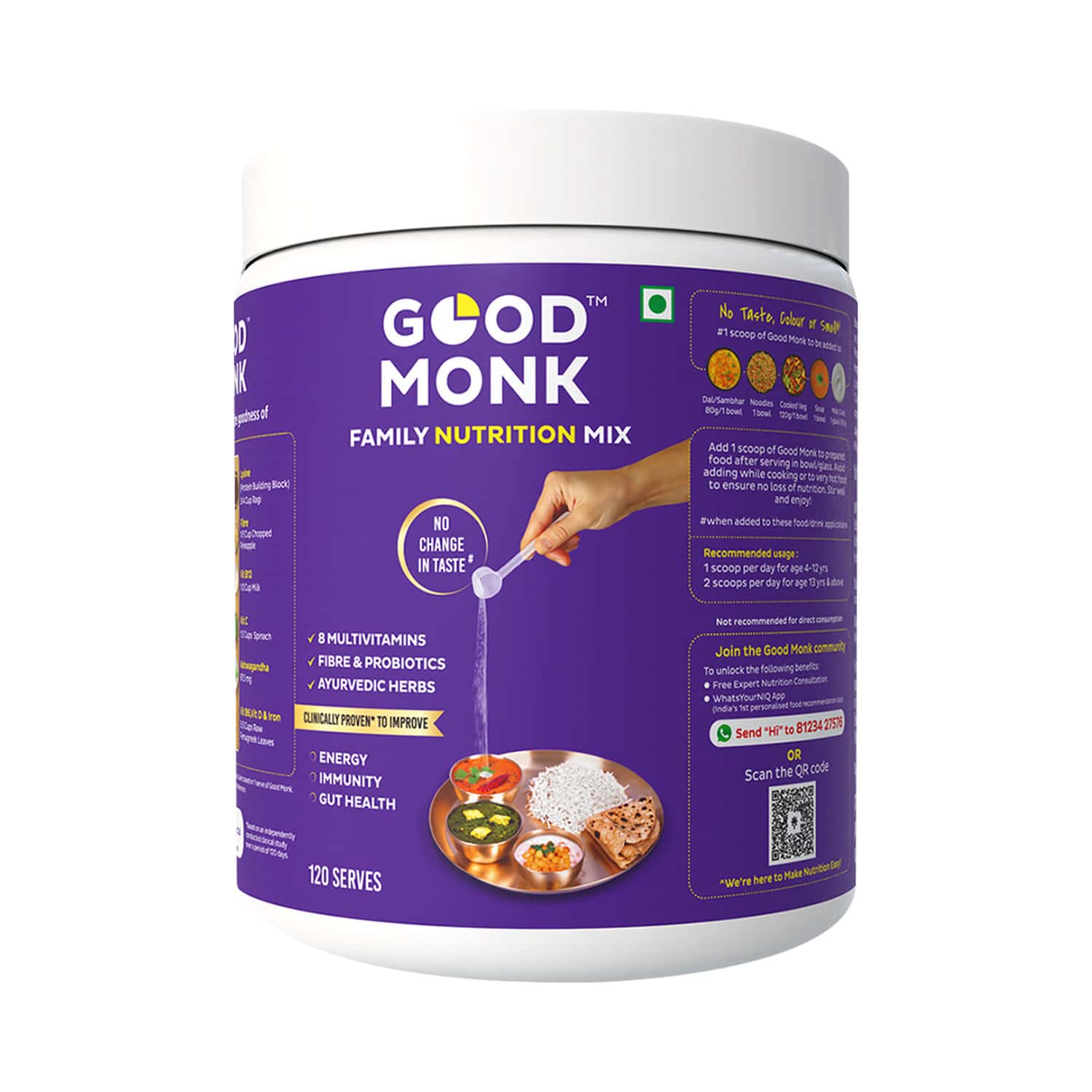 Good Monk Family Nutrition Mix | To Improve Energy | Immunity & Gut Health | 120 Serves