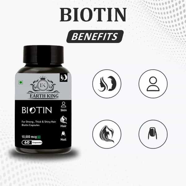 Earth King Biotin Capsule - 10000 Mcg 60 Capsules