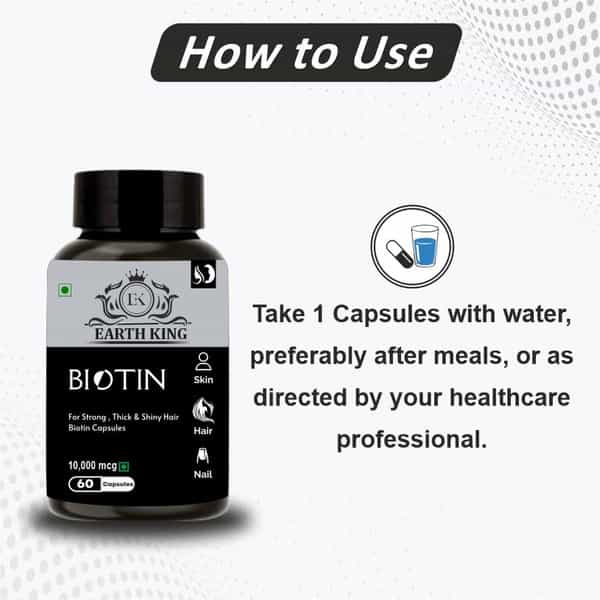 Earth King Biotin Capsule - 10000 Mcg 60 Capsules