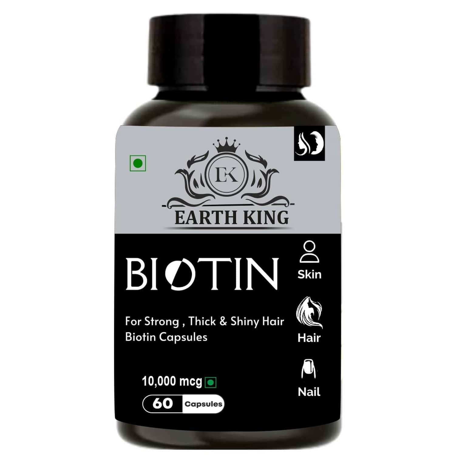 Earth King Biotin Capsule - 10,000 Mcg 60 Capsules