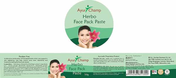 Ayur Champ Herbo Face Pack Paste 50G Pack Of 5