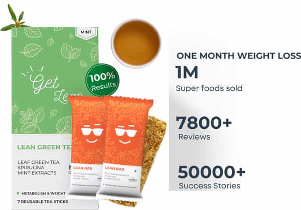The Healthy Company One Month Weight Loss- 28 Lean Bar + 28 Natural Green Tea Sticks(Peach Flavour)
