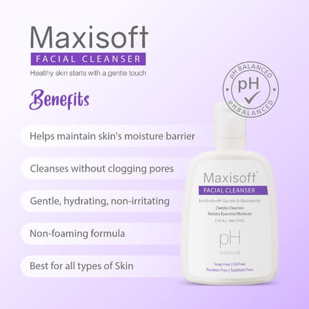Maxisoft Facial Cleanser All Skin Types|Paraben-Free| Ph Balanced - 125 Ml Of Pack 1