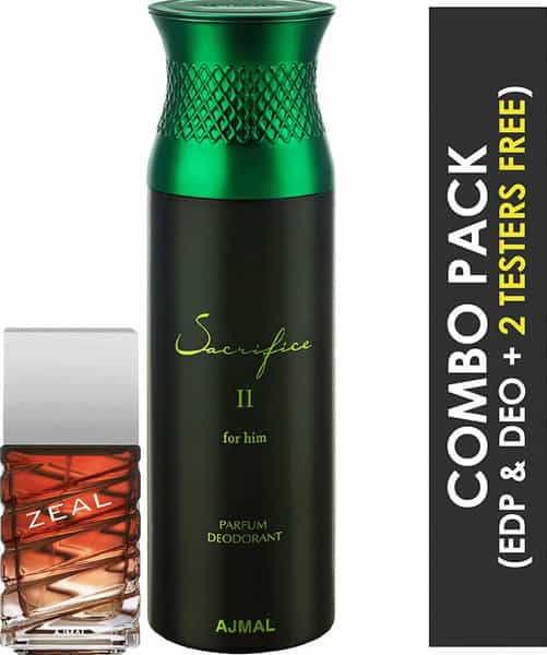 Ajmal Zeal Eau De Parfum 100Ml Perfume For Men And Sacrifice Ii For Him Deodorant 200Ml For Men