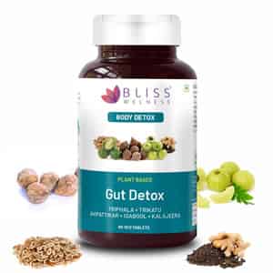 Bliss Welness Gut Detox For Stomach Cleanse, Acidity Removal Supplement|men And Women-60 Veg Tablets