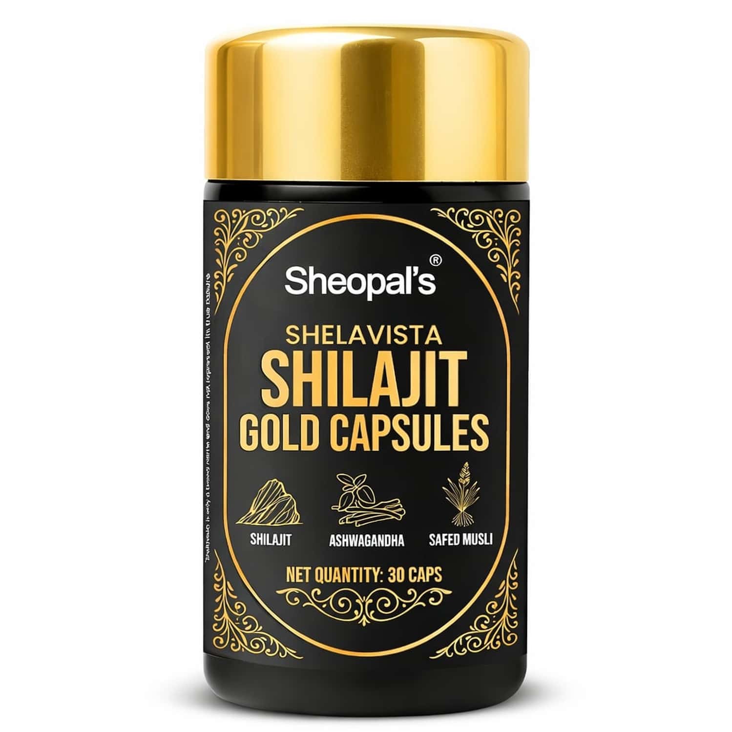 Sheopal's Shelavista Shilajit Gold | With Ashwagandha | Safed Musli | Energy Support | 30 Capsules