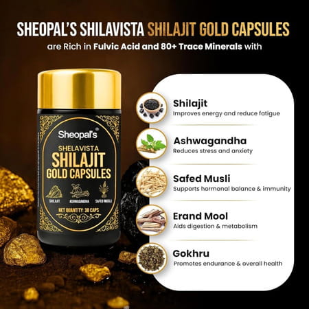 Sheopal'S Shelavista Shilajit Gold | With Ashwagandha | Safed Musli | Energy Support | 30 Capsules